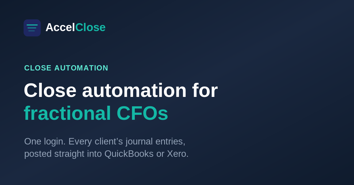 One login switching between multiple client close workspaces posting journal entries to QuickBooks and Xero